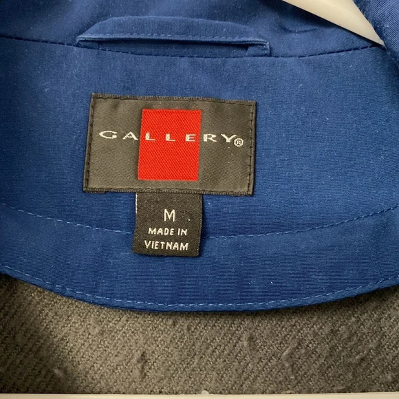 Gallery Coat Women Navy Blue Hooded Anorak Jacket Size M Zip Snap Front‎ Pockets - Picture 3 of 7